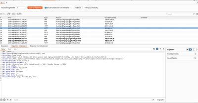 Screenshot of Burp Collaborator showing DNS/HTTP callbacks confirming a Server-Side Request Forgery (SSRF) vulnerability.