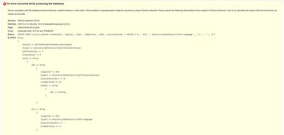 A screenshot of a web page displaying a verbose SQL error message, explicitly leaking the MariaDB database version and the server's PHP version details.