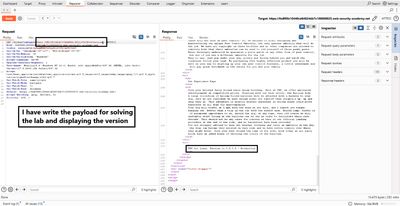 Repeater: v$version BANNER displayed in response.