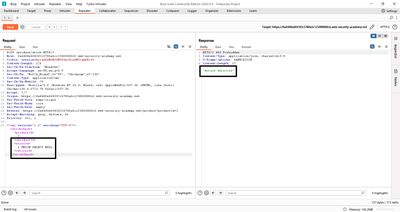 Repeater: WAF blocked an obvious UNION payload.