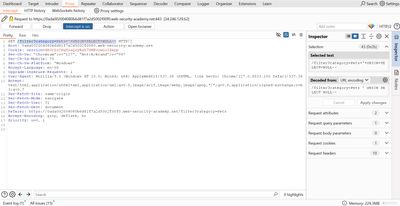 A code-style image displaying the HTTP request path '/filter?category=Pets+'+UNION+SELECT+NULL--' with the 'UNION SELECT NULL' portion highlighted, demonstrating the initial NULL probe.