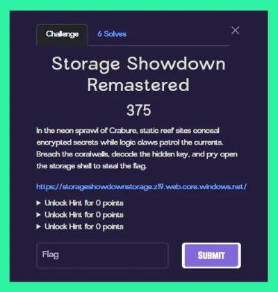 Screenshot of the CTF challenge introduction page outlining the scenario.