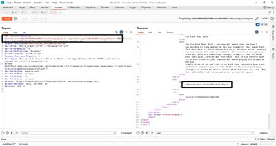 Screenshot of the final injected request to extract and concatenate username-password values, and the response snippet showing the extracted credentials, including the admin account.